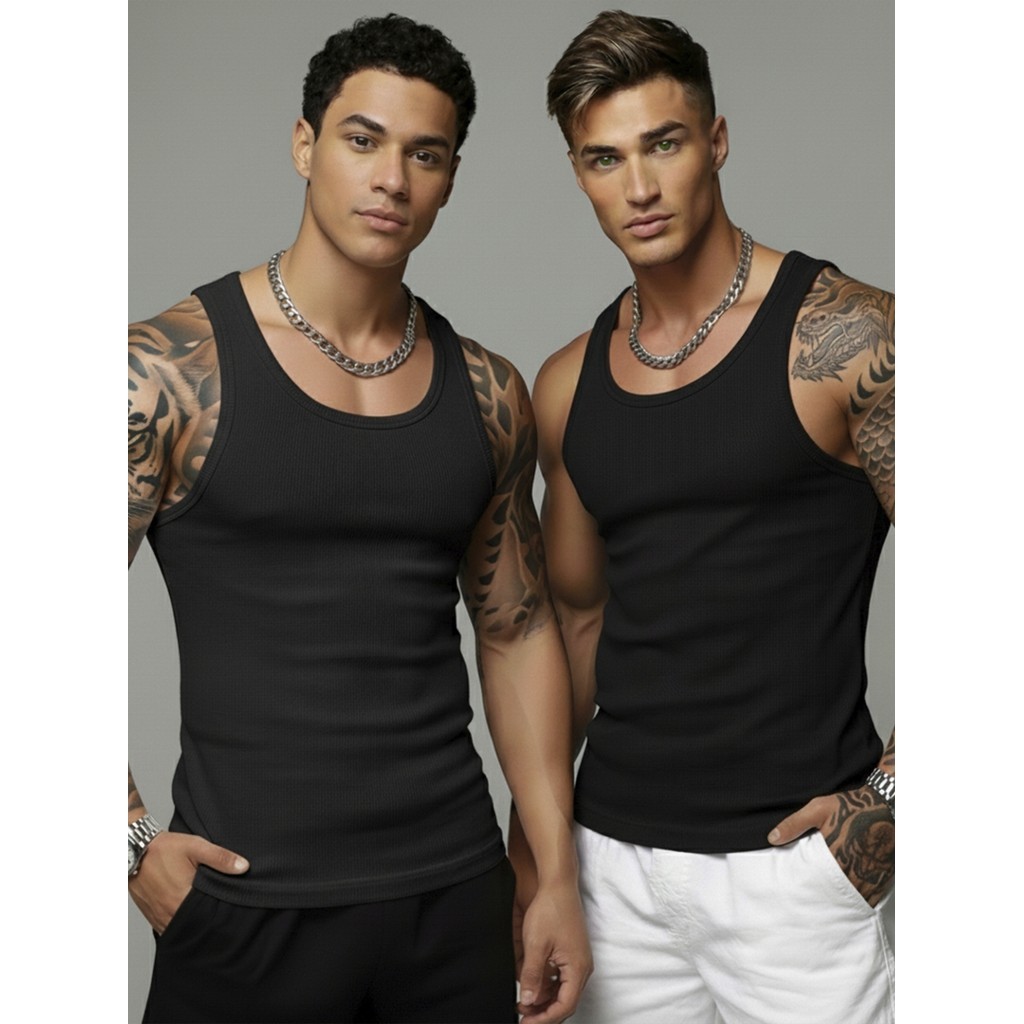 Regata Masculina Ribana Canelada Camisetas Modelo Americana Básica Academia Premium