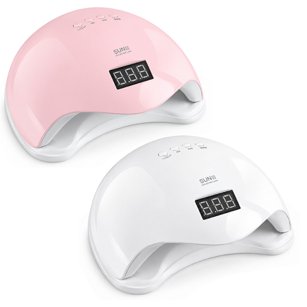 2/1 Cabine SUN 5 de LED UV Digital 48w Unha Gel Acrigel Secagem Rápida Branca Rosa