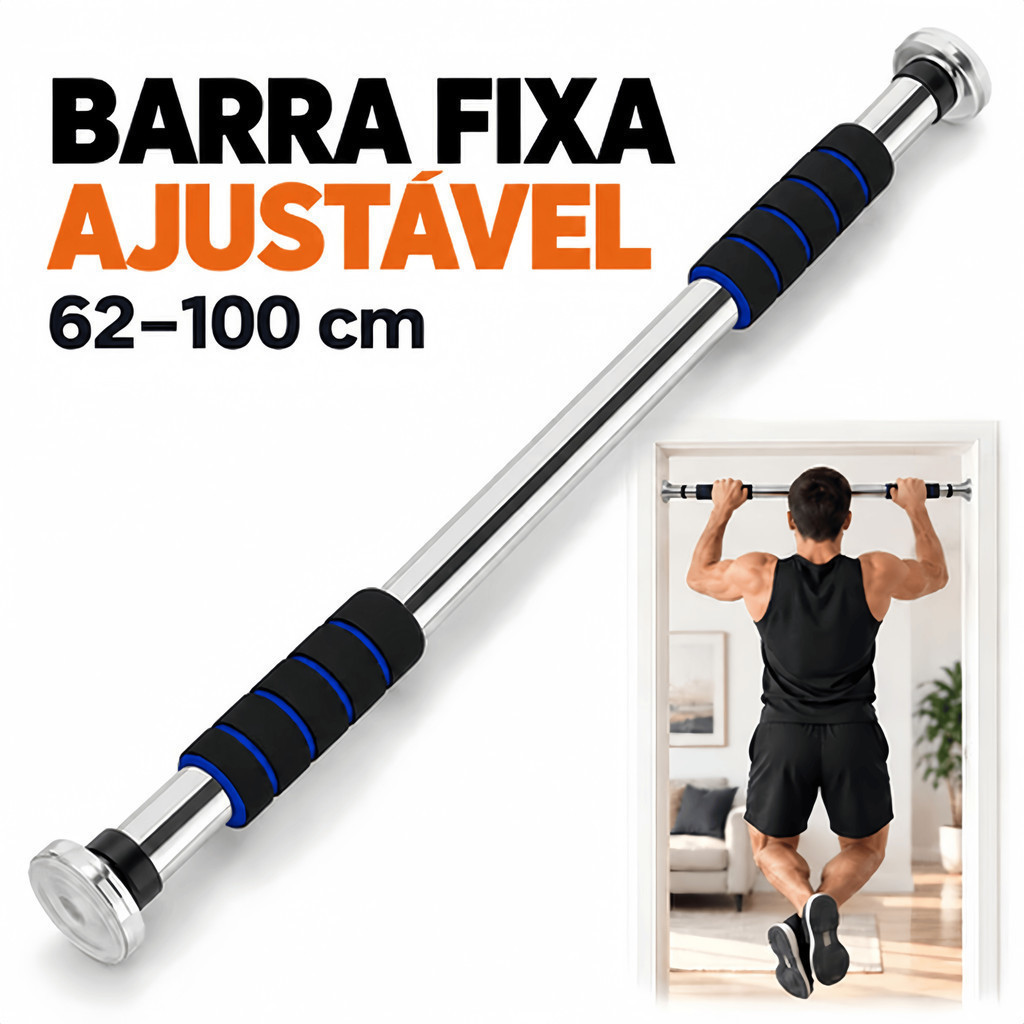 Barra Fixa Ajustável Para Porta 60 A 100cm Apoio Para Flexão Calistenia Treino De Força Em Casa
