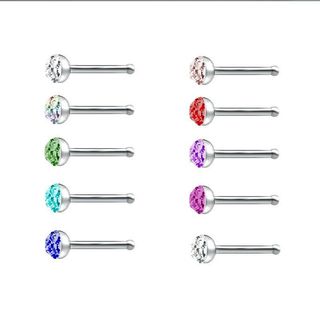 10 pçs nariz studs anéis de nariz 3mm strass aço inoxidável em linha reta pequeno nariz studs senhoras Piercing jóias es