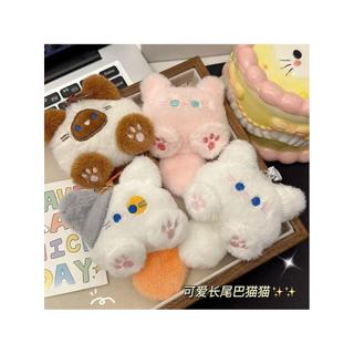 Bonito de pelúcia cauda longa gato chaveiro pingente macio marido boneca mochila ornamentos namoradas presentes acessóri