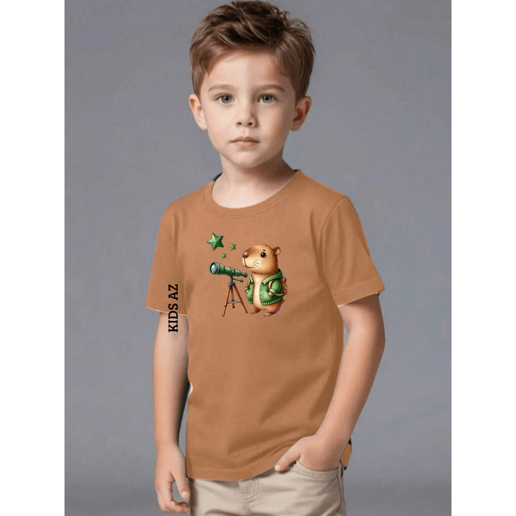 Camiseta Infantil masculino Estampada Capivara binoculo Camisa menino infantil blusa 100% algodão