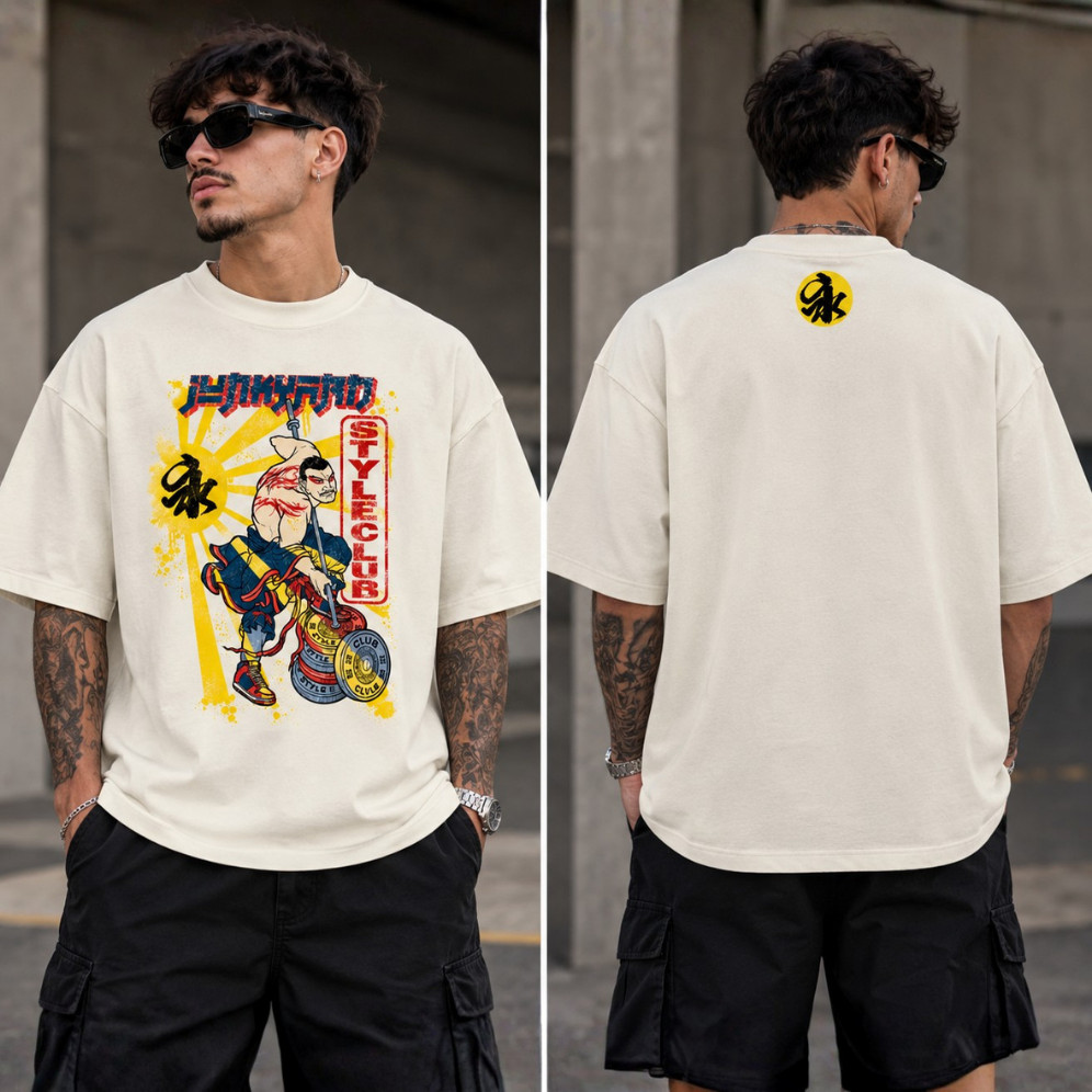 Camiseta Oversized New Morning Academia Streetwear Bodybuilder Camisa Japonesa Estampada Premium