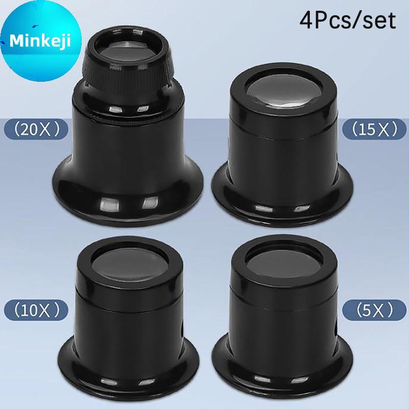 Milleji 4 Pçs/set Lupa Lupas 5x/10/15x/20x kit De Ferramentas De Reparo De Relógio Jóias Relojoeiro De Vidro br