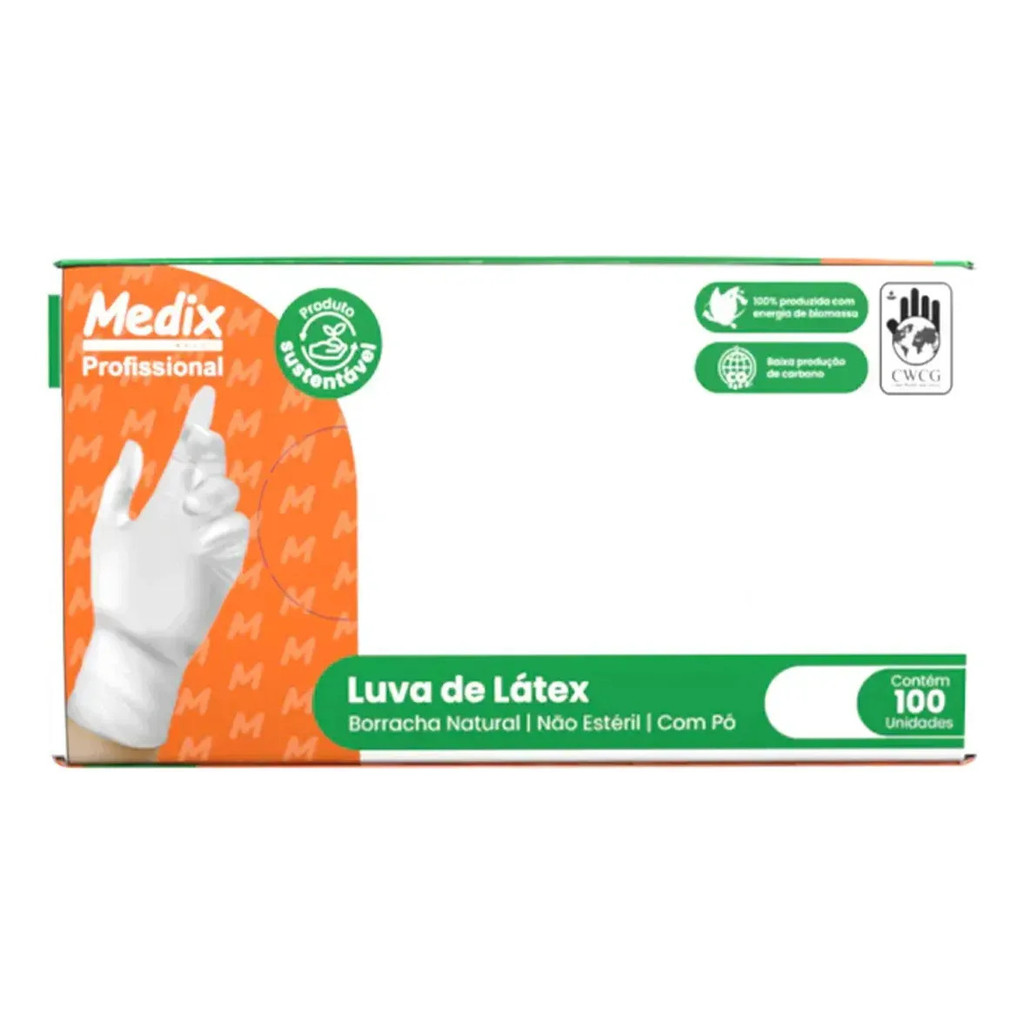 KIT 200 LUVAS LÁTEX COM PÓ TAM P - MEDIX — imagem 2 de 2