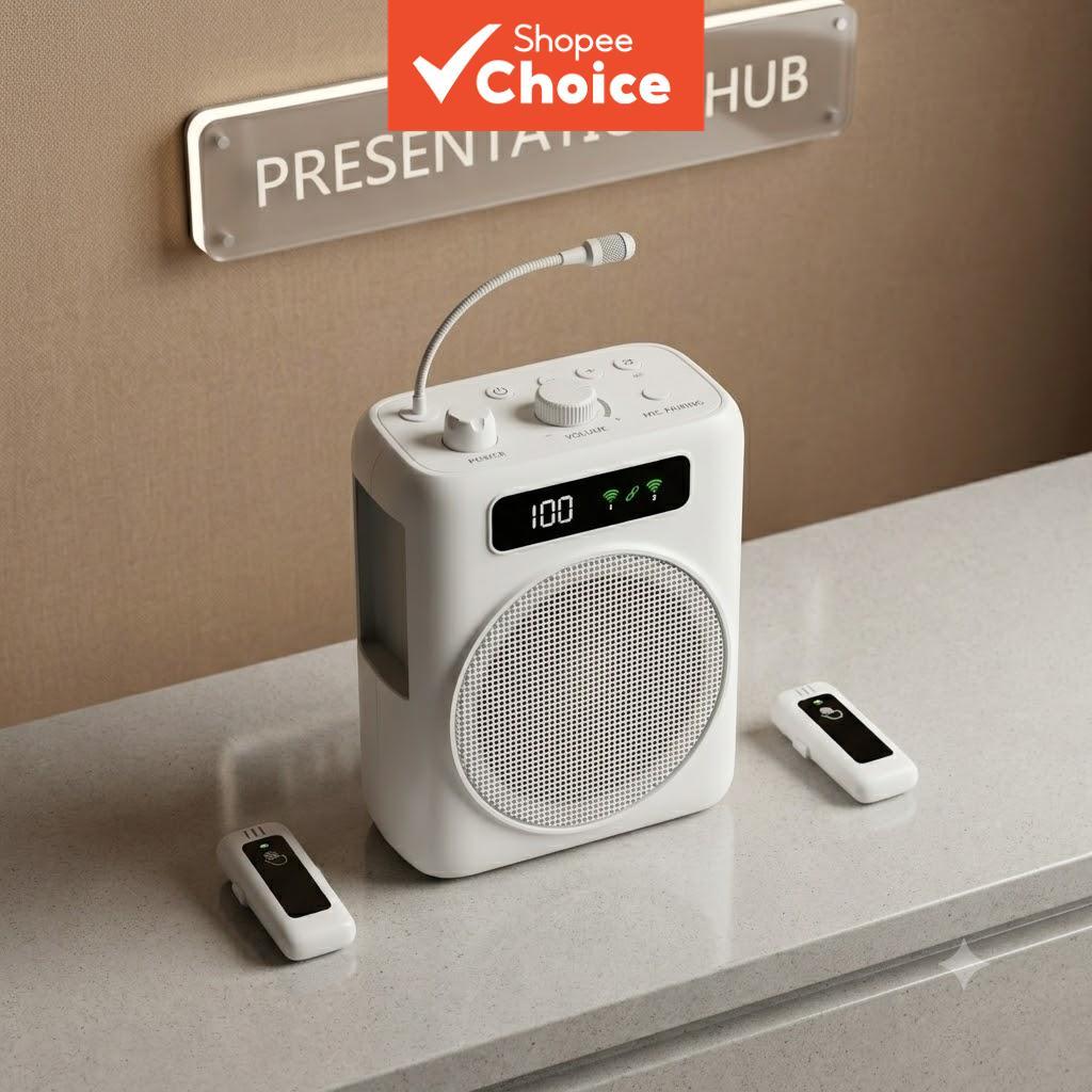 Mini Amplificador Bluetooth com Microfone de Lapela Sem Fio – Sistema Portátil PA Tudo-em-Um para Professores, Guias de