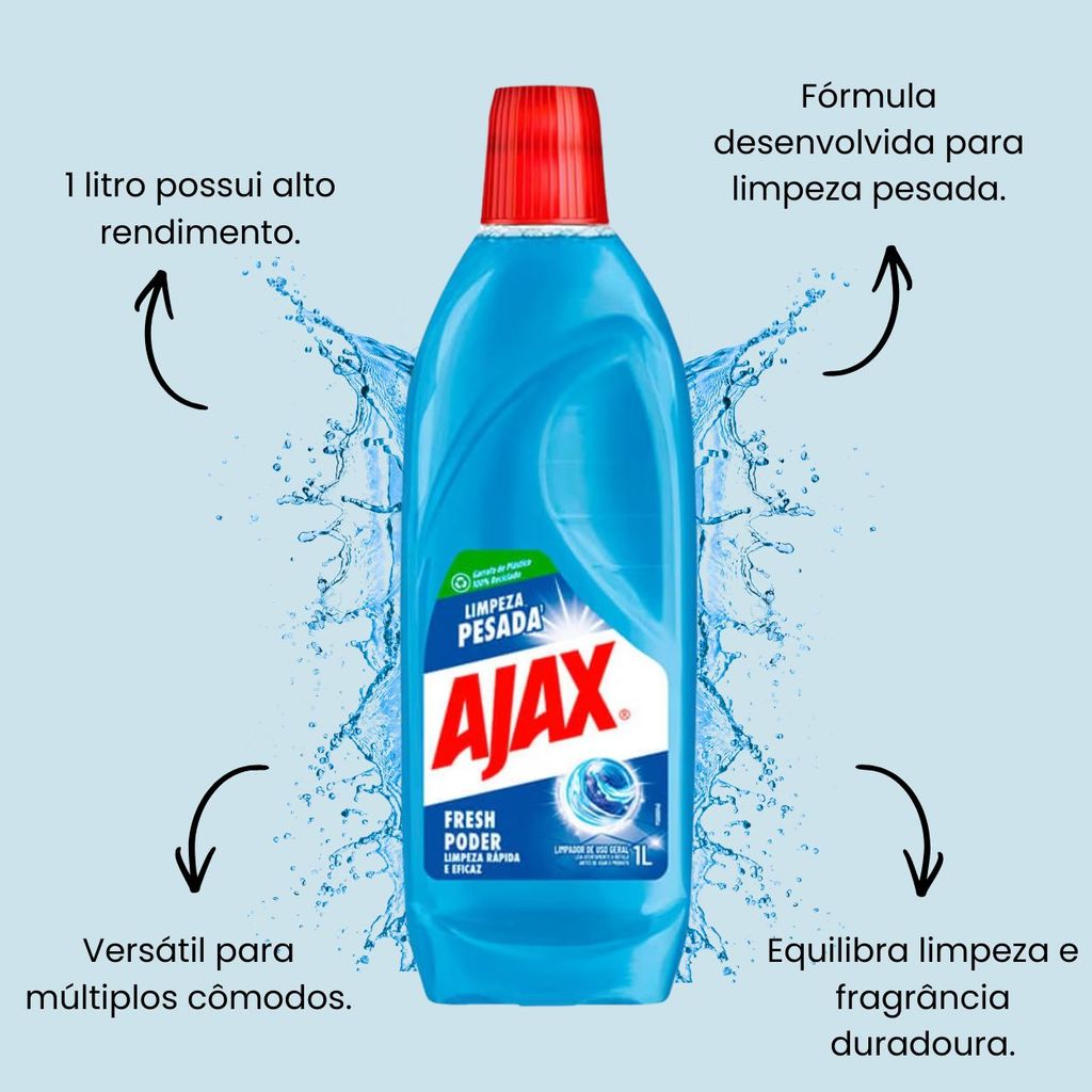 Limpador Ajax Fresh Poder Limpeza Pesada 1L — imagem 2 de 2