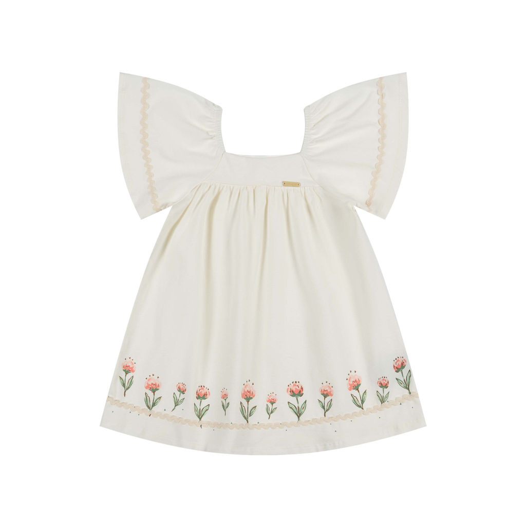 Vestido Infantil Menina Mangas Amplas Colorittá Bege — imagem 2 de 2