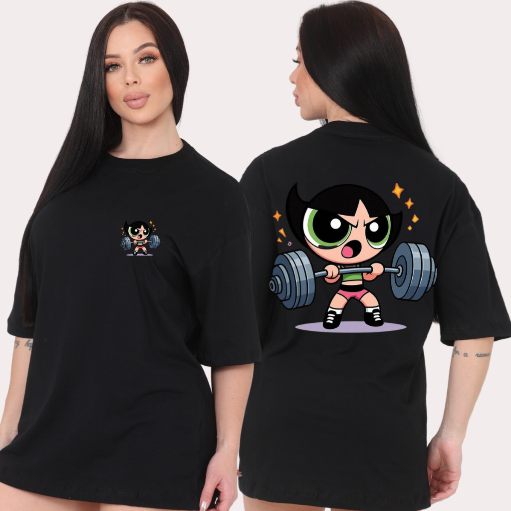 Camiseta Academia Feminina 100% Algodao Docinho Lindinha As Meninas Super Poderosa