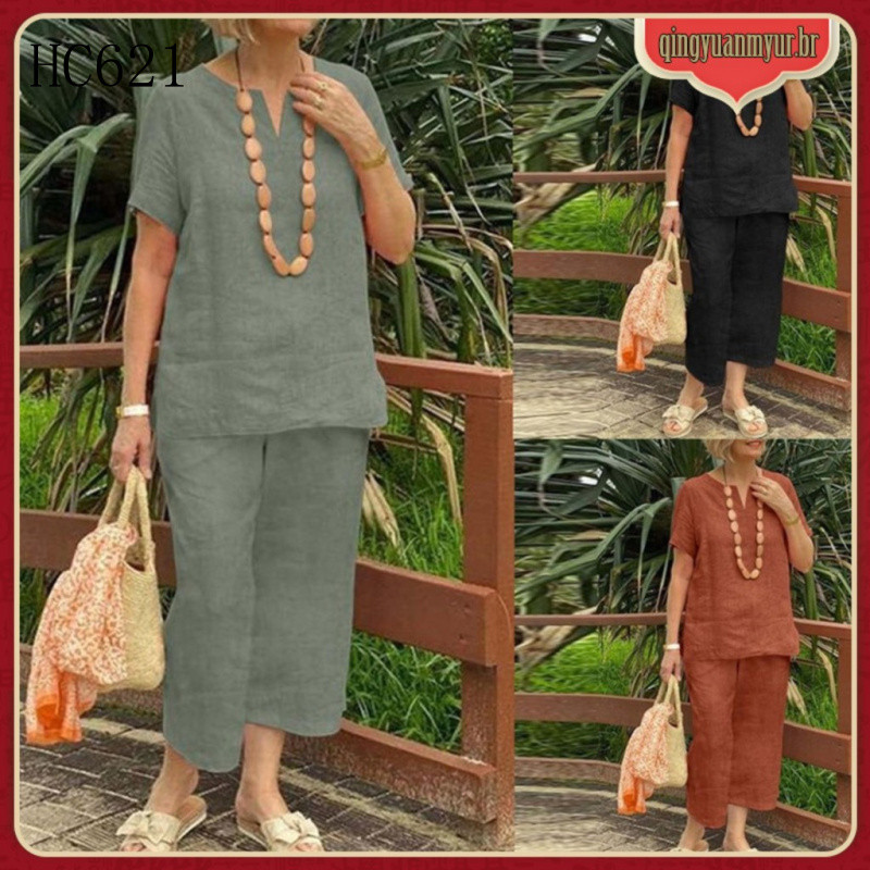 Conjunto de duas peças, calças largas e casuais, calças de verão, calças esportivas para uso diário BU697