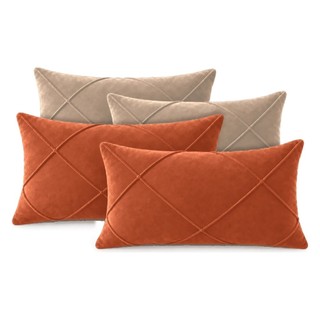 Kit 4 Capas de Almofada Baguete 50x30 Suede Drapeado Losango Sofá Cama Decoração