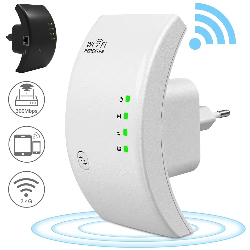 Repetidor Amplificador de Sinal WiFi 600Mbps para Aumentar a Cobertura da Rede Baoshi