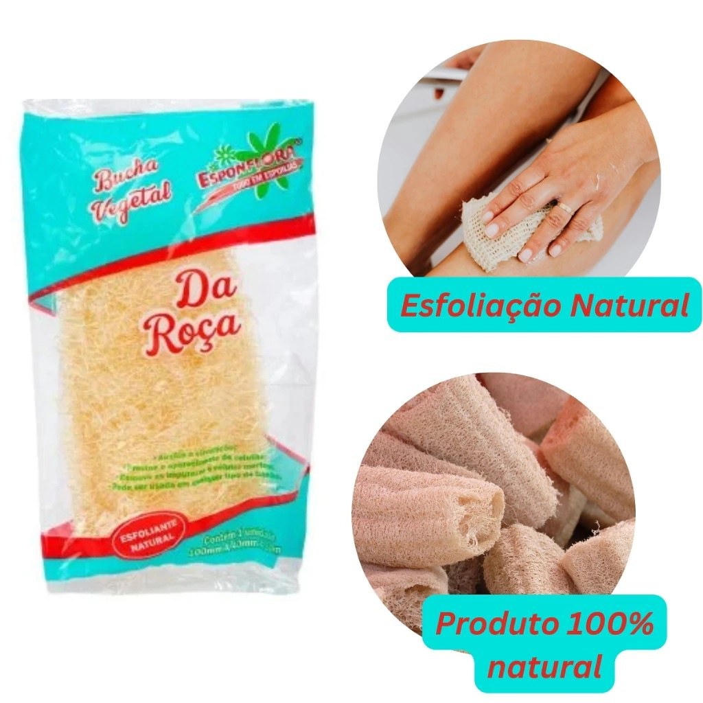 Kit 2 até 12 Unidades Esponja Bucha Vegetal da Roça Esfoliação 100% Natural Esponflora Para Banho / Spa