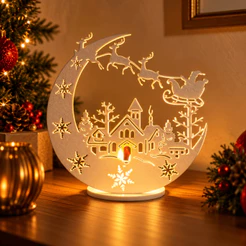 Decoração de Natal Papai Noel no Trenó com LED Enfeite Natalino para Mesa Minimalista