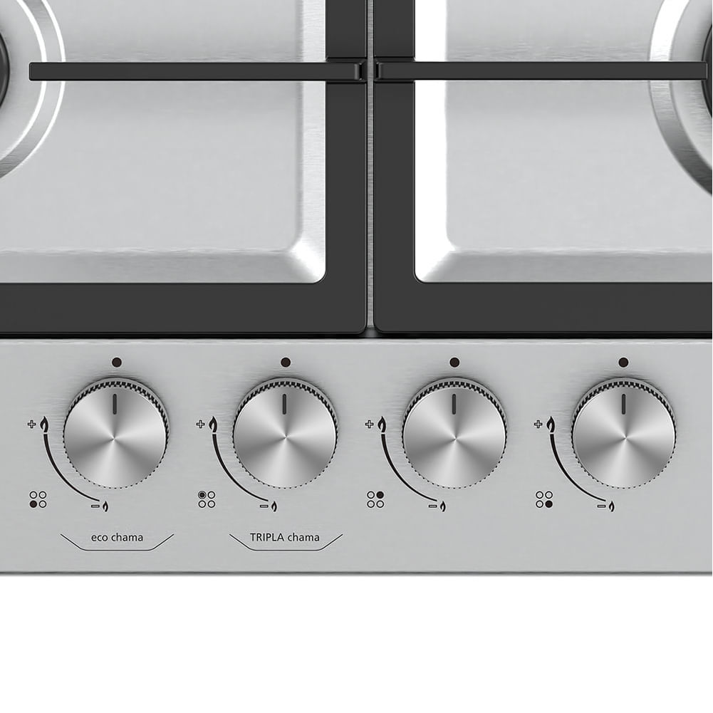Cooktop 4 Bocas a Gás Inox com Grade de Ferro Fundido Midea — imagem 2 de 2