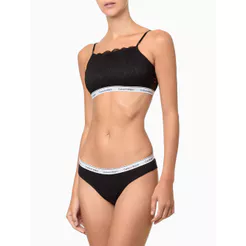 Kit 2 Calcinhas Tangas Mini Modern Cotton Calvin Klein Underwear - Preto / Branco