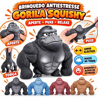 Brinquedo Boneco Macaco Gorila Squishy Estica Esmaga Antiestresse Macio Maleável  Flexível Apertar Brincar