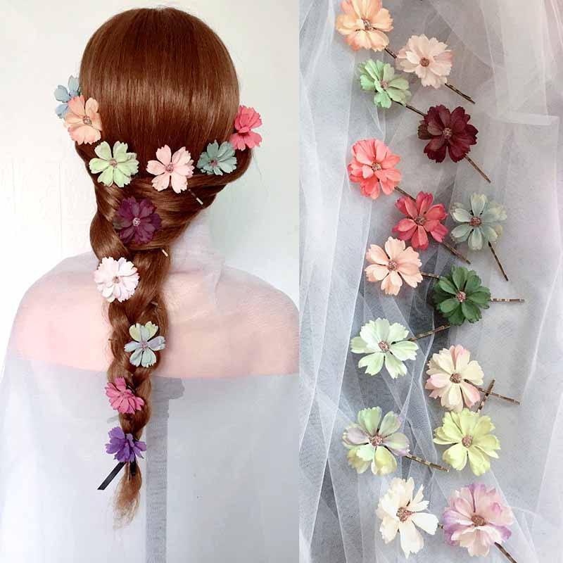 Mori menina série flor fada acessórios para o cabelo pequena flor grampo de cabelo plano grampo de cabelo Rapunzel cocar