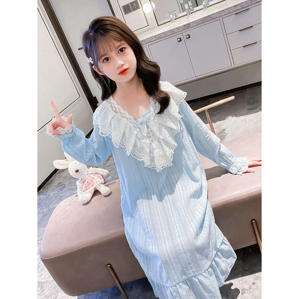 Meninas pijamas outono 2024 novo estilo crianças estilo ocidental camisola de manga comprida princesa meninas primavera 