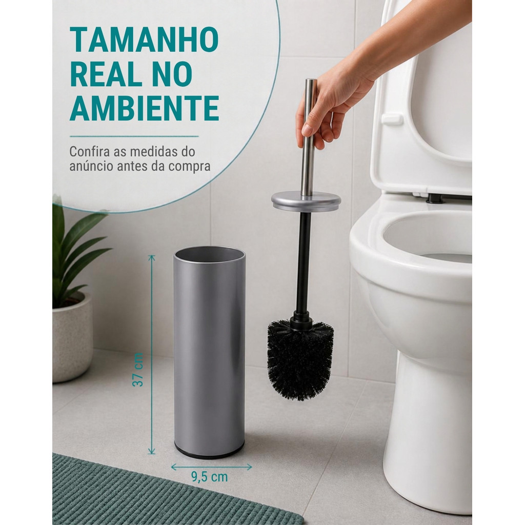 Escova de Vaso Sanitário Banheiro Privada Cinza Fosco — imagem 2 de 2