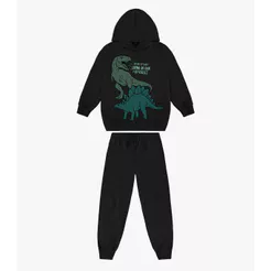 Kit Conjunto Blusão Com Capuz E Calça Rovi Kids Preto