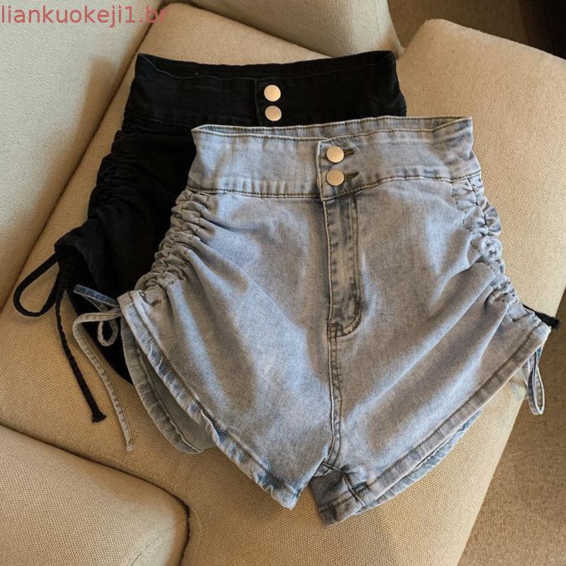 Shorts Jeans Femininos Elásticos De Cintura Alta De Tamanho Grande Para O Verão20251128