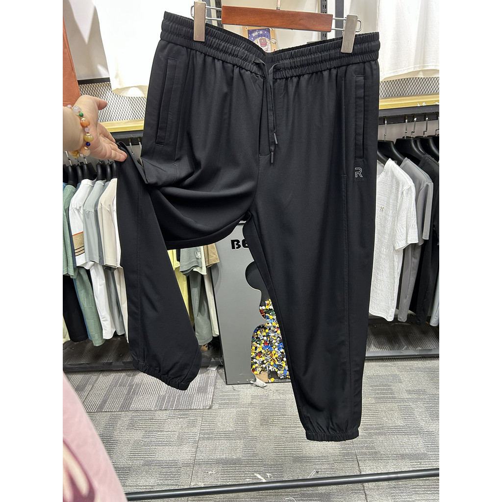 H Shop Produtos Masculinos R Design Padrão Masculino Casual Esportivo All-Match Calça Casual Preta Calça de Moletom