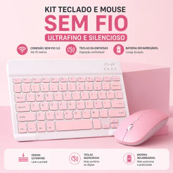 Teclado Sem Fio por Bluetooth com Mouse a pilha e cabo USB - 10 Polegadas(verde claro)