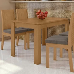 Mesa de Jantar 4 Lugares Madeira Athenas Marrom Amêndoa Clean 120