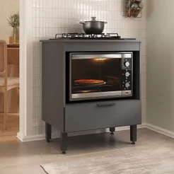 Balcão para Cooktop e Forno 70cm com Gaveta Yescasa Cinza/Grafite Cinza/Grafite