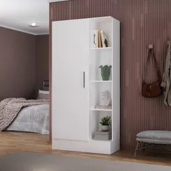 Sapateira para Quarto 1 Porta 7 Prateleiras Espresso Móveis Branco Branco