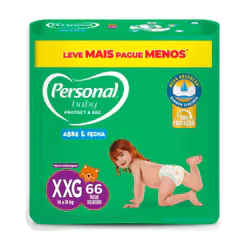 Fralda Infantil Personal Baby Protect & Sec Tamanho XXG com 66 Tiras Leve Mais Pague Menos