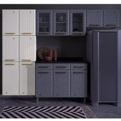 Paneleiro Duplo de Aço 6 Portas Diamante Branco