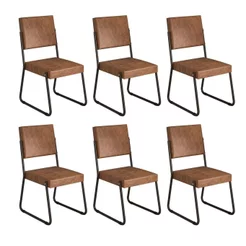 Kit 6 Cadeiras para Sala de Jantar Napoli Marrom/Preto Fosco