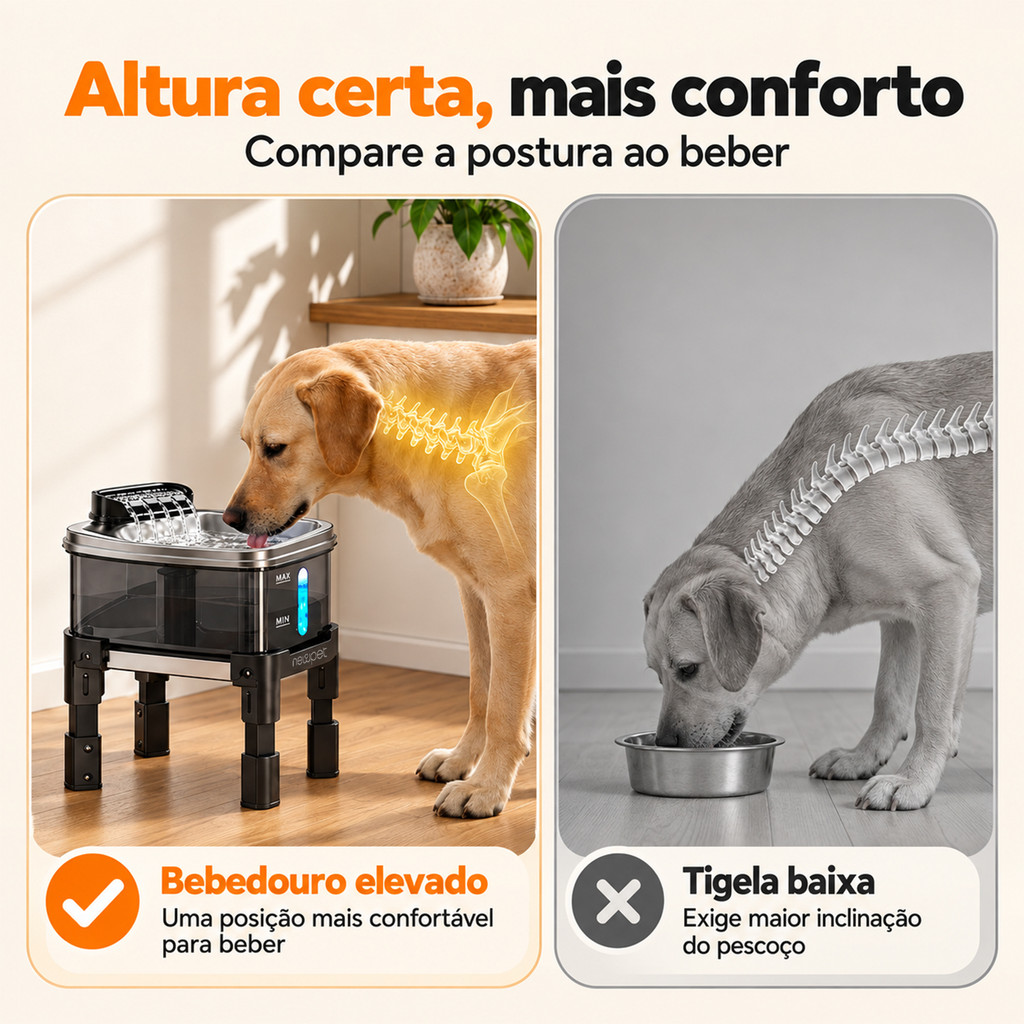 Newpet 9L Bebedouro Fonte de Água Elevado Automático Com Filtro 3 Estágios Para Pet Cachorro Proteger a coluna cervical — imagem 2 de 2