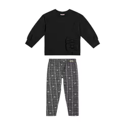 Conjunto Longo Infantil Menina Laços Colorittá Preto