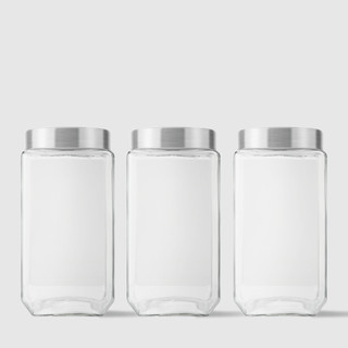 Kit com 3 Potes Quadrados Collection 2,2L Inox Escovado Invicta