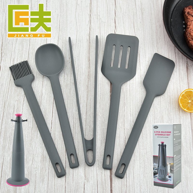 Versão coreana utensílios de cozinha de silicone conjunto de 6 peças conjunto de utensílios de cozinha de silicone colhe