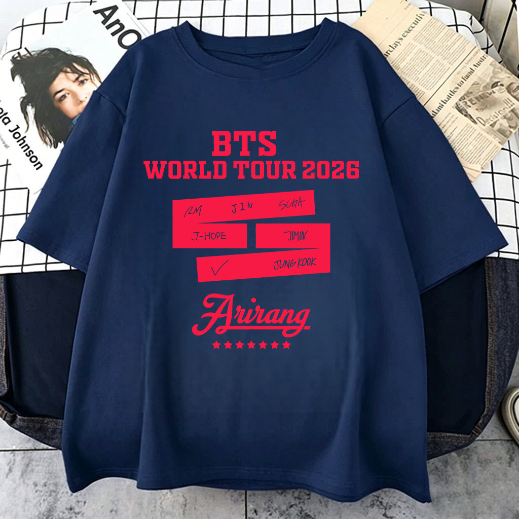 [Camiseta Premium em Algodão Puro]LILI Camiseta Feminina Oversized Streetwear BTS World Tour 2026 Airang, 100% Algodão