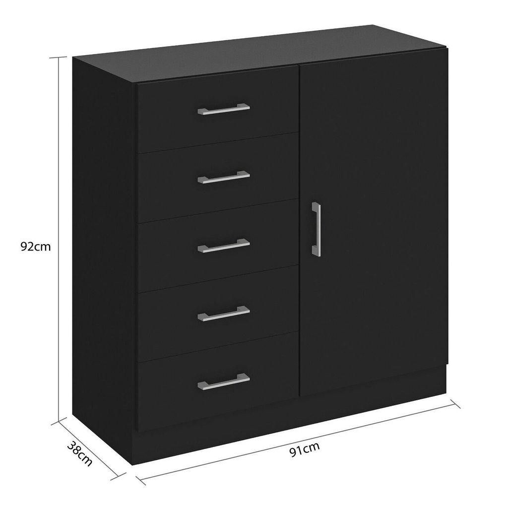 Cômoda para Quarto 1 Porta 5 Gavetas Miami Preto · foto 2