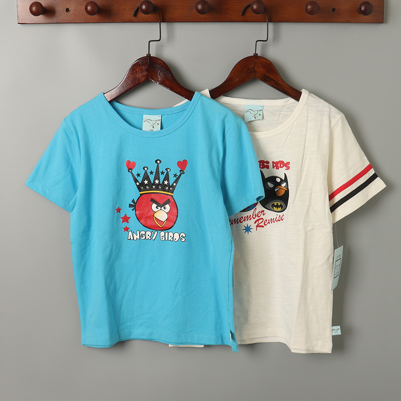 Roupas de verão médio pequeno crianças meninos puro algodão manga curta camiseta meia manga em torno do pescoço topo 80-