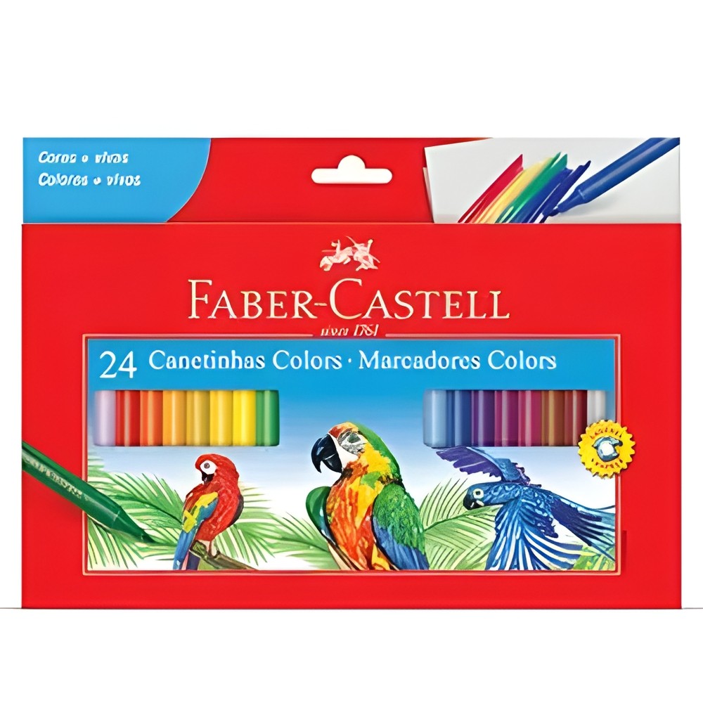 Caneta Hidrográfica Faber-Caste Com 24 Cores Estojo 15.0124CZF