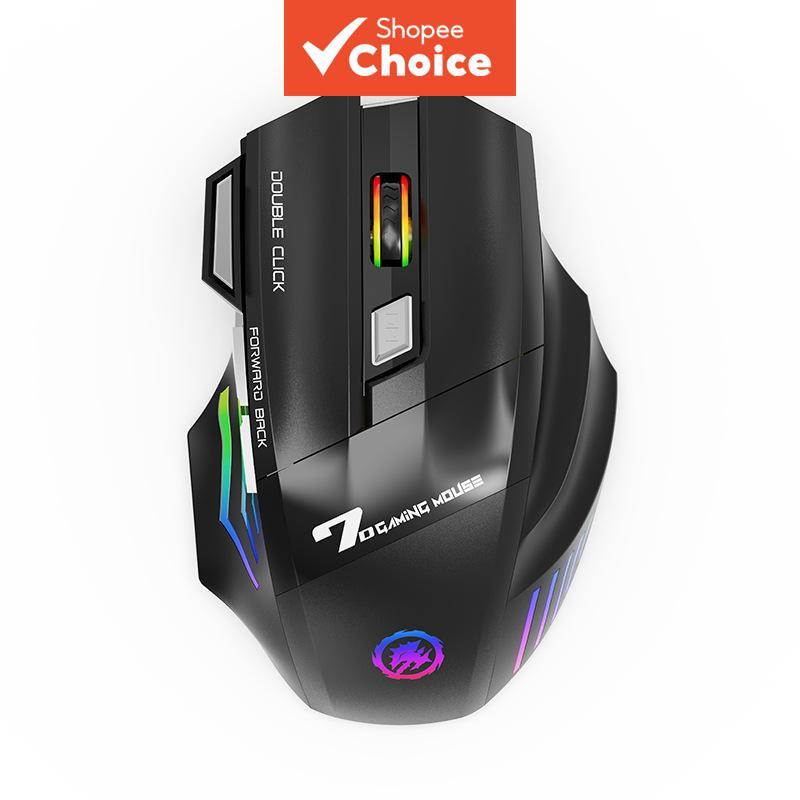Mouse gamer sem fio 7 botões, modo duplo, recarregável TYPEC, silencioso, iluminação colorida para PC