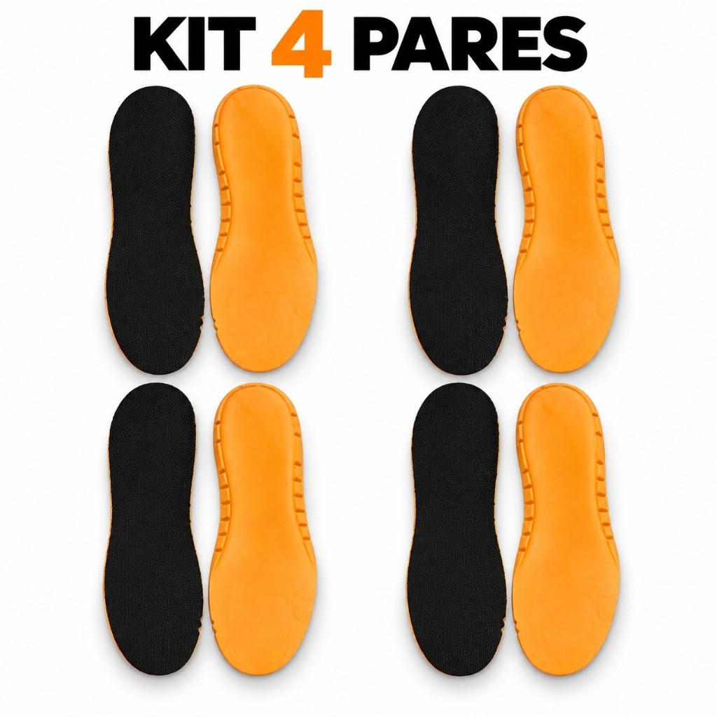 Kit Com 4 Pares Palmilhas Em Gel PU Ortopédica Para Várias Horas de Trabalho Super Confortável