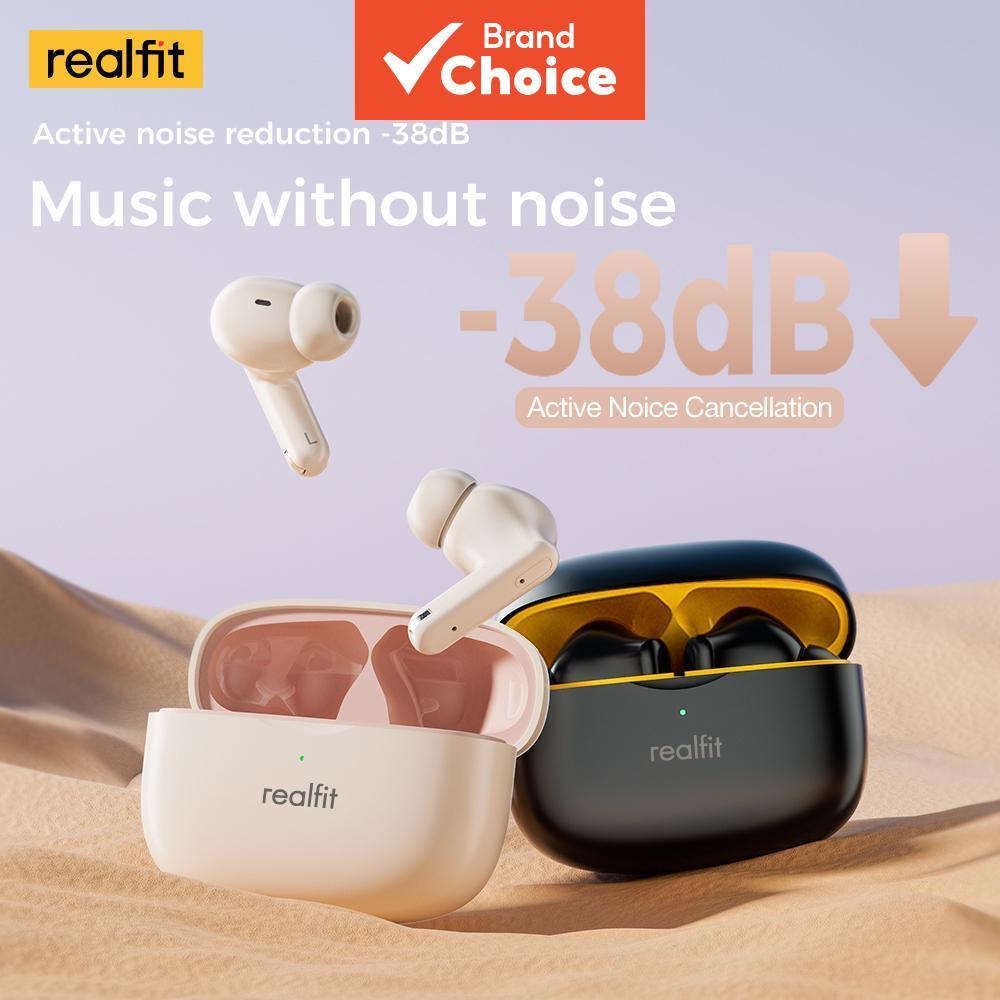 Fones de Ouvido Realfit F3 Bluetooth 5.4 sem Fio ANC ENC com Cancelamento de Ruído 360 Som Espacial Graves Profundos HiF