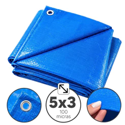 Lona Plástica de Proteção Cobertura Impermeável Azul 5x3 mts