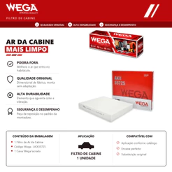 Filtro Do Ar condicionado cabine Gm CRUZE EQUINOX NOVO ONIX TRACKER – Wega AKX35725