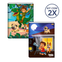 Kit Com 02 Cadernos Brochura 80 Folhas Turma do Duda - Jandaia Capa:Dino/Lua
