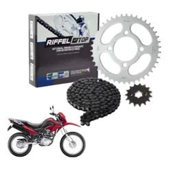 Kit Relação Tração Transmissão Com Retentor Nxr 150 Bros 2006 2007 2008 2009 A 2015 Original Riffel