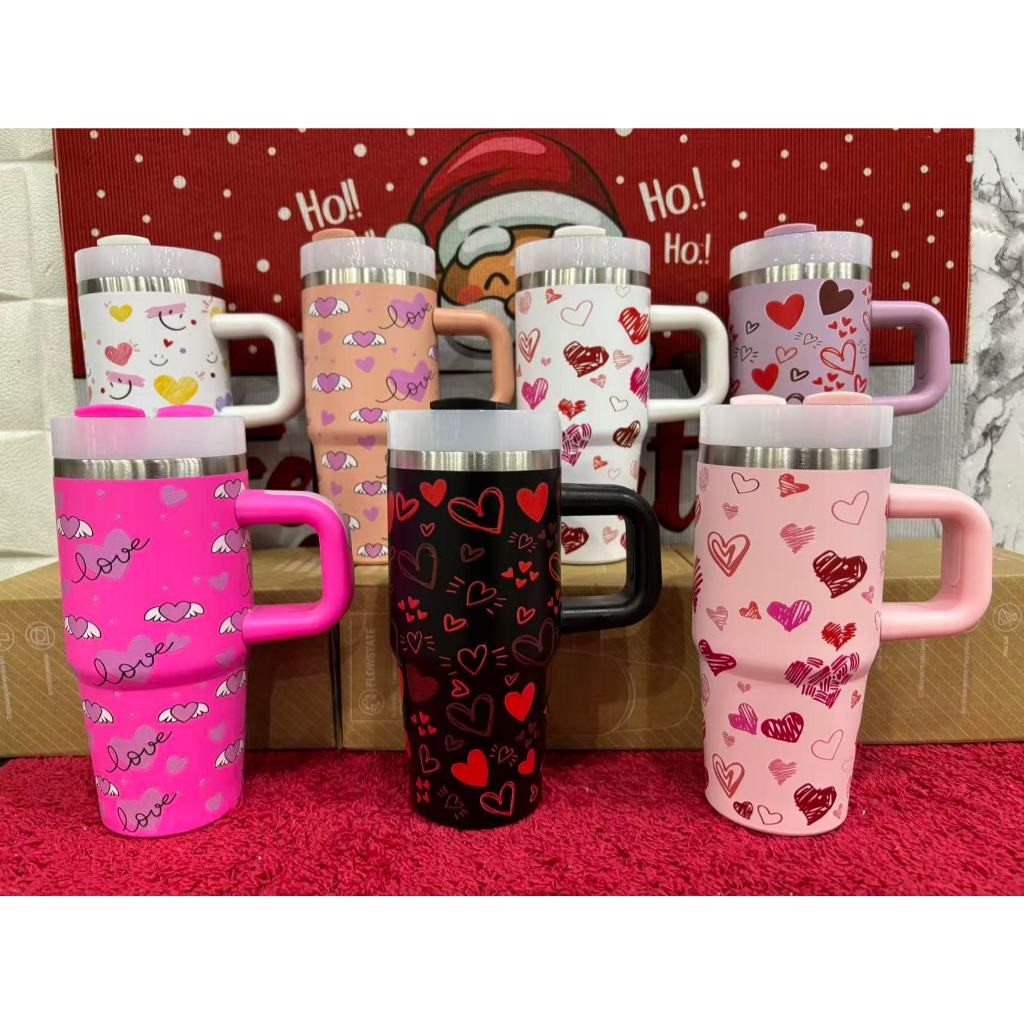 Copo térmico infantil de aço inoxidável 304 de 420 ml (com alça e canudo) - Estampa de coração em Oferta na Shopee